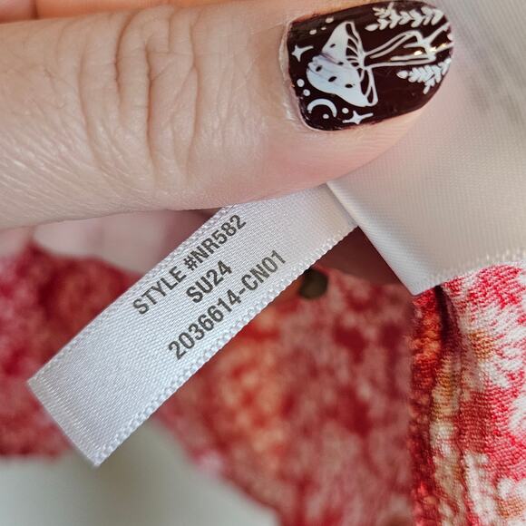 Madewell V-Neck Cami Tank Floral Red Ditzy Women's Size 2 Summer Casual Vacation - Picture 8 of 9